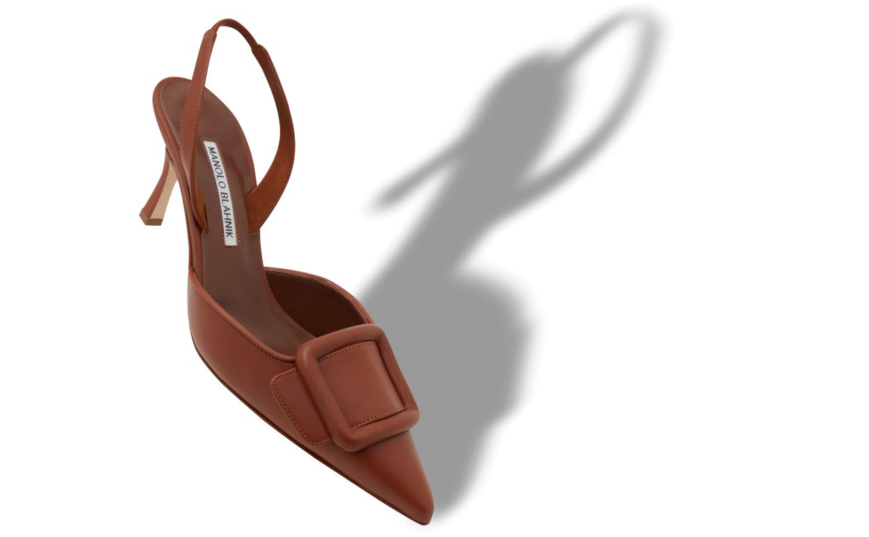 Pumps Slingback in Pelle Nappa Marrone