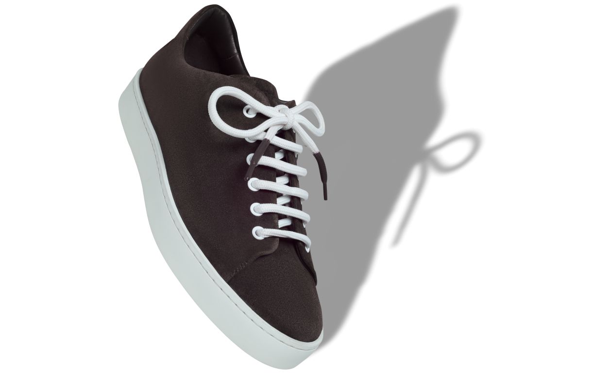 Scarpe da ginnastica in suede marrone scuro con lacci