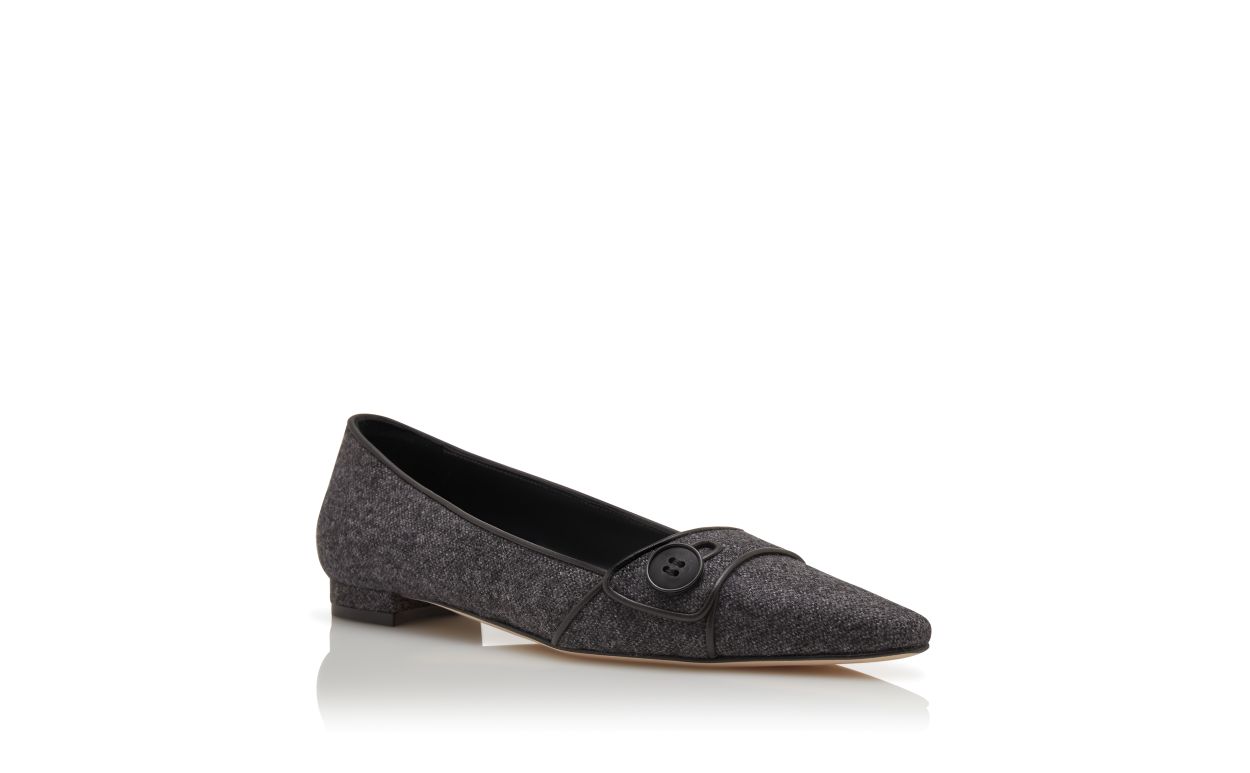 Pumps Piatte in Lana Grigio Scuro