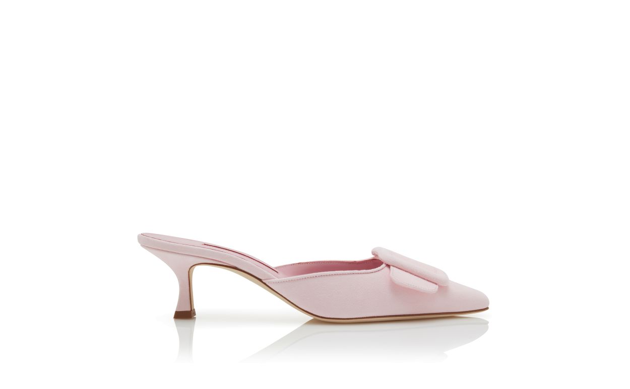 Mocassini in Suede Rosa Chiaro con Dettaglio Fibbia