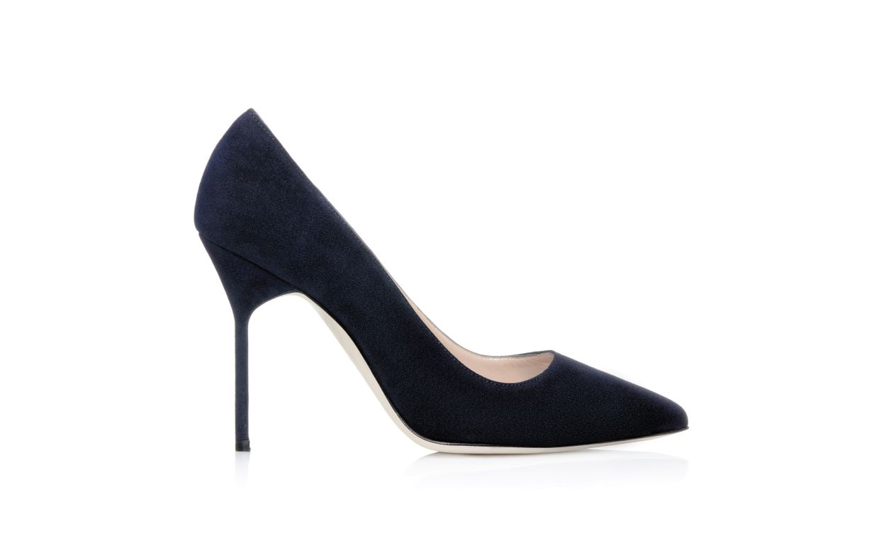 Pumps punta tonda in suede blu navy