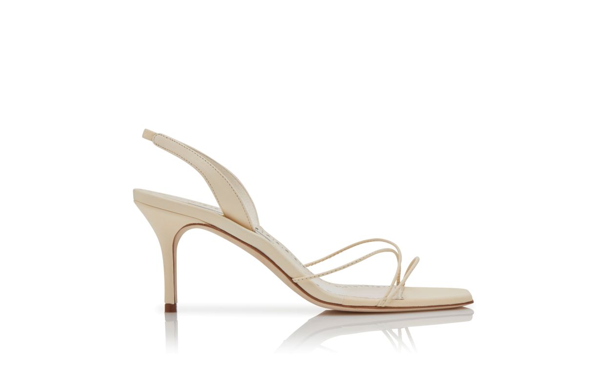 Sandali slingback in pelle nappa crema