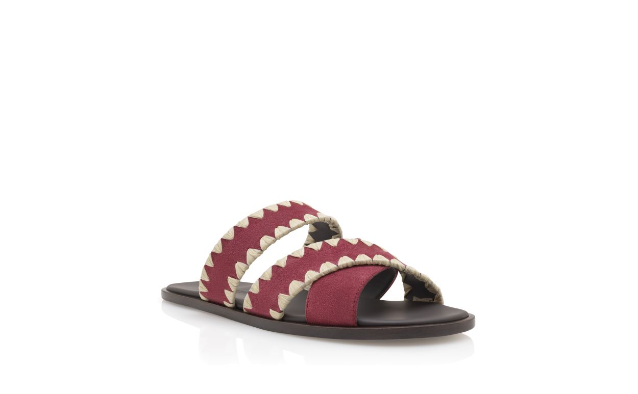 Sandali con punti a copertura in suede rosso scuro