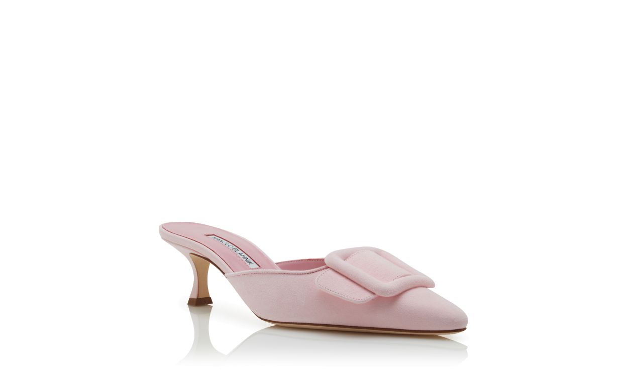 Mocassini in Suede Rosa Chiaro con Dettaglio Fibbia