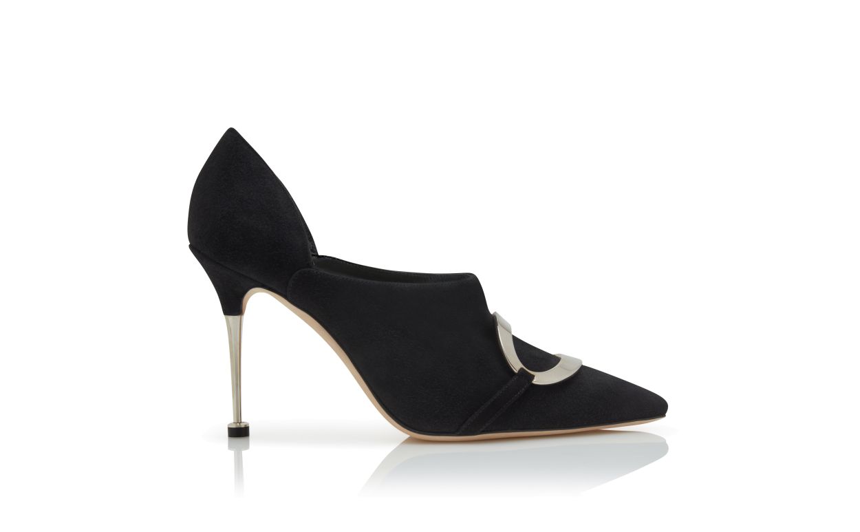 Stivaletti in Suede Nero con Fibbia