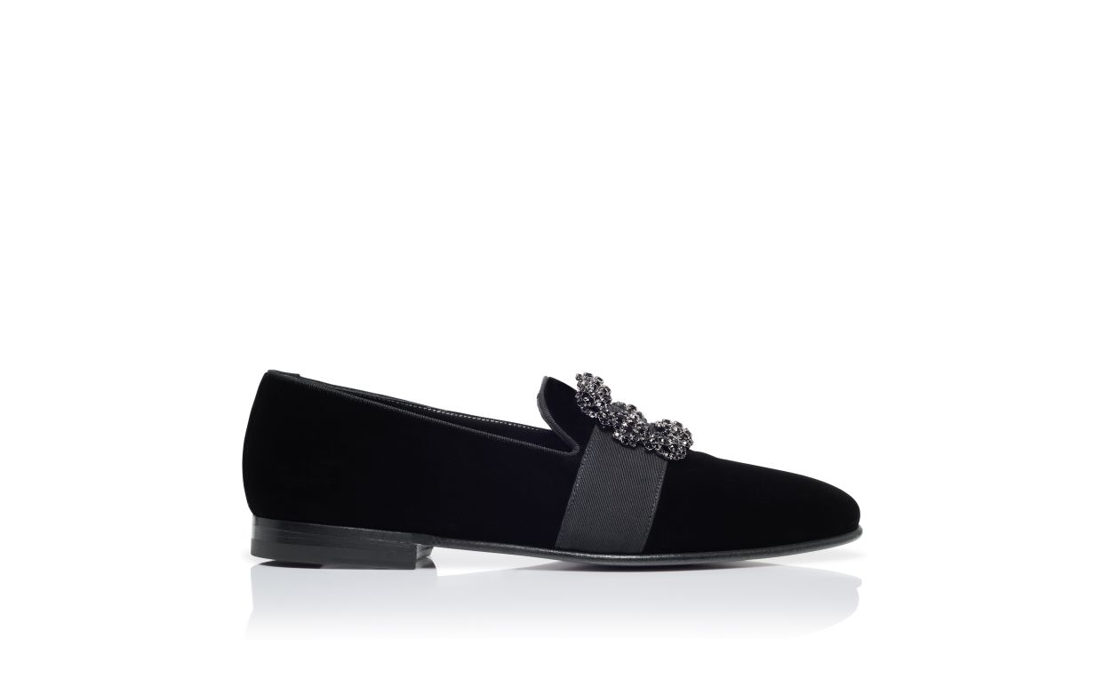 Loafers con Fibbia in Velluto Nero