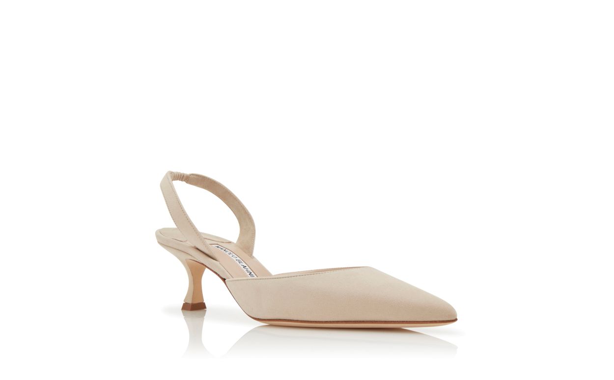 Pumps Slingback in Pelle di Capretto Beige Chiaro
