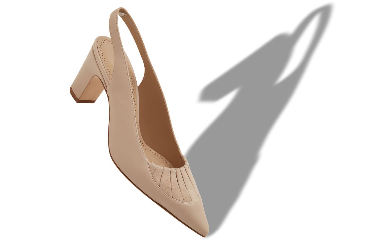 Pumps Tacco Alto in Pelle Nappa Beige Chiaro
