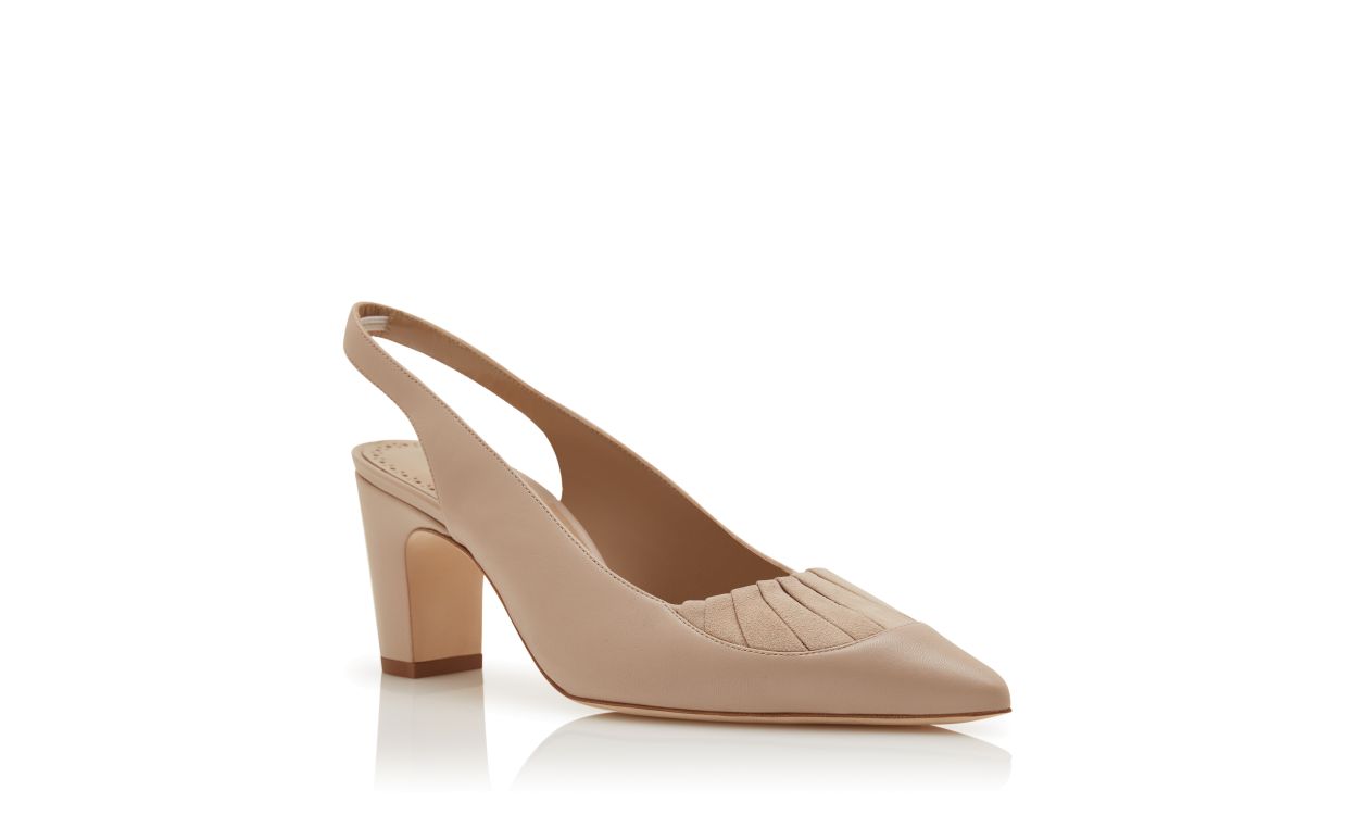 Pumps Tacco Alto in Pelle Nappa Beige Chiaro
