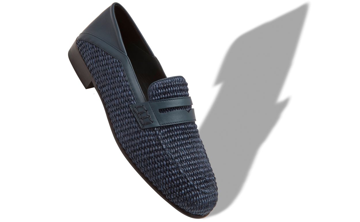 Loafer Penny in rafia blu navy
