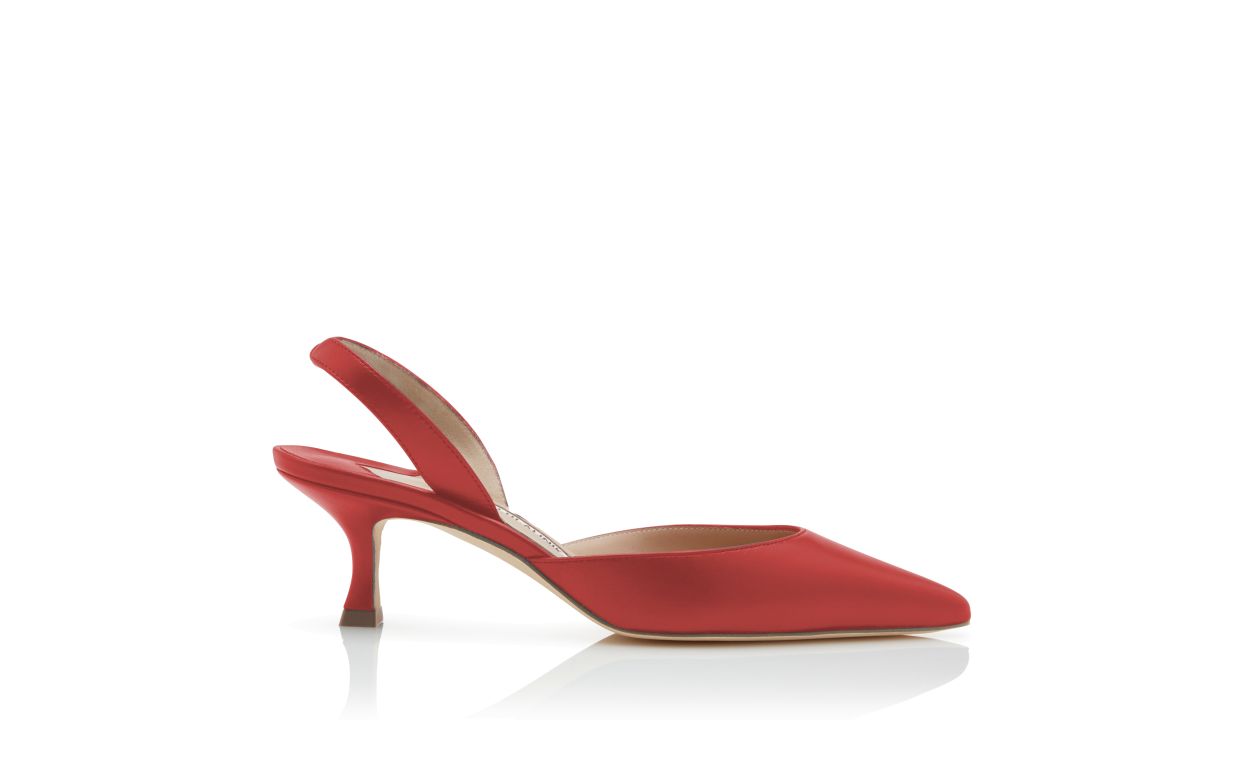 Pumps a Spillo Slingback in Pelle Nappa Rossa