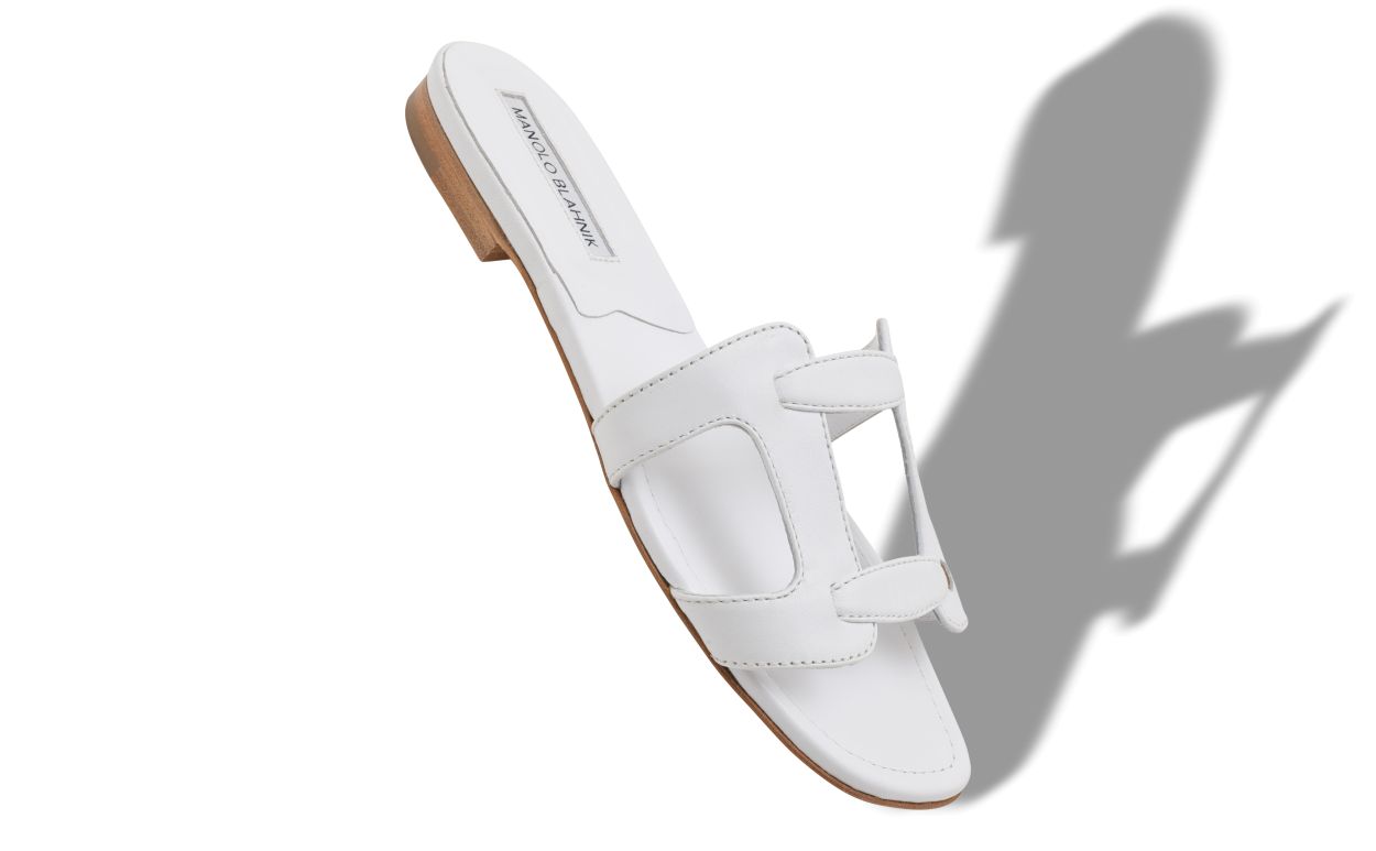 Sandali Piani in Nappa Bianco