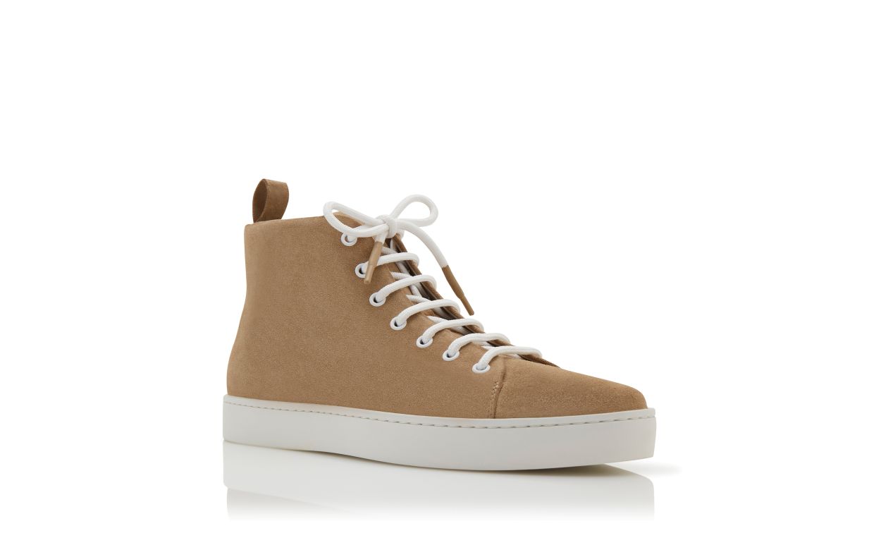 Scarpe da ginnastica in camoscio marrone chiaro con lacci