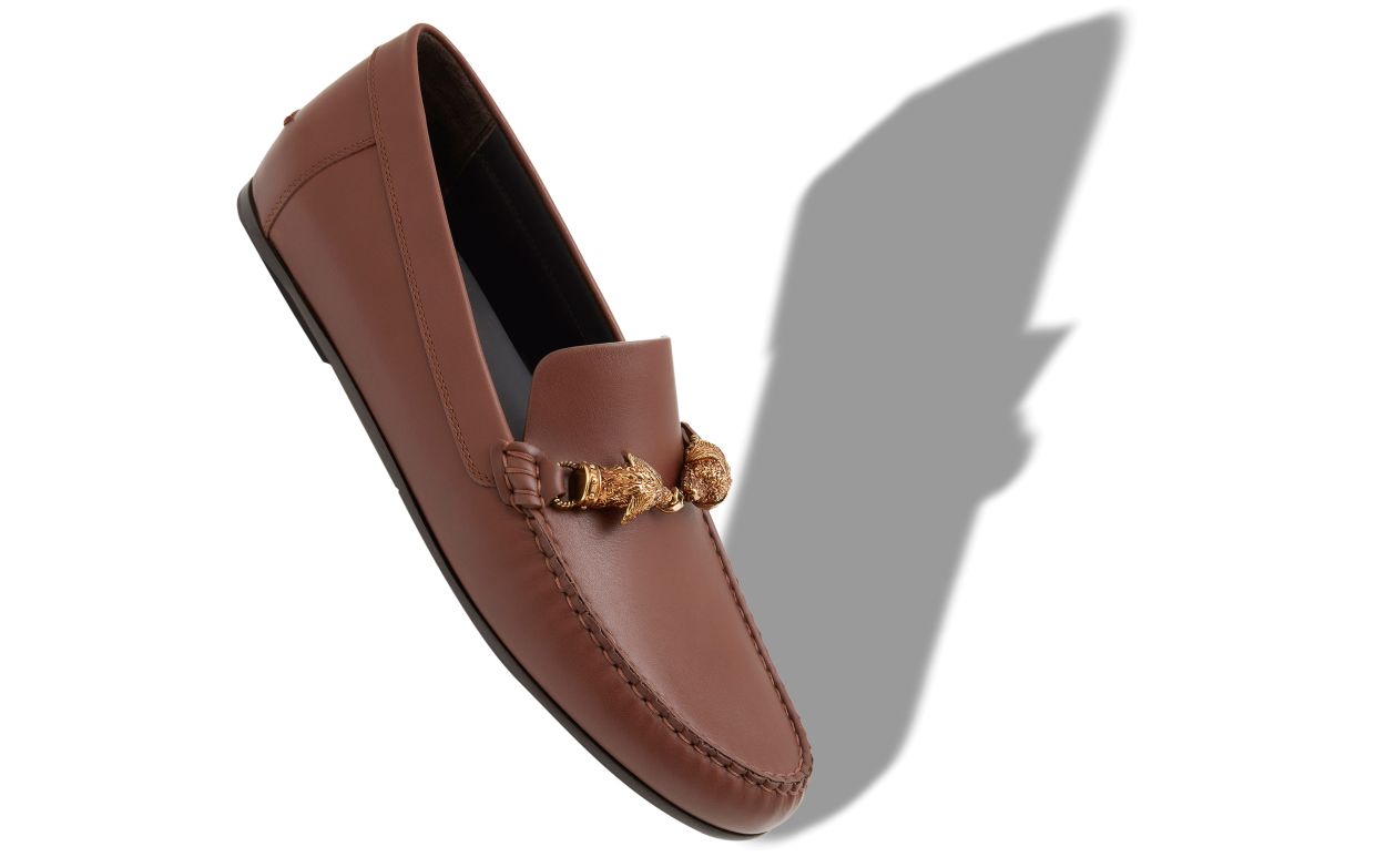 Pantofole in Pelle di Vitello Marrone