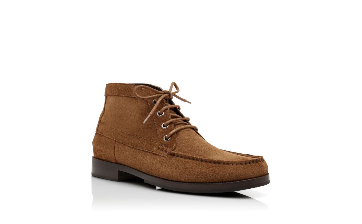 Stivali alla caviglia in suede di vitello marrone