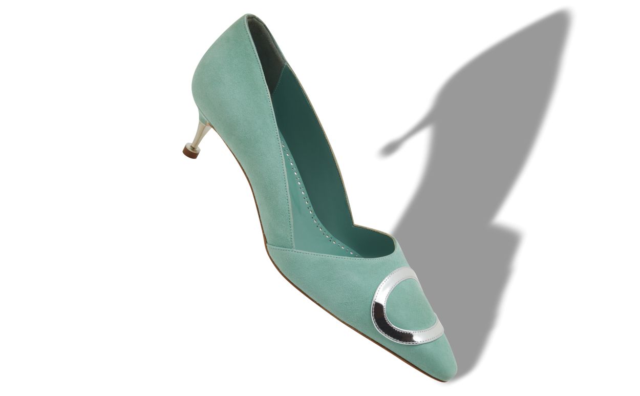 Pumps in Pelle Suede Verde