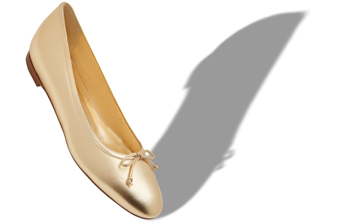 Pantofole Ballerina in Pelle Nappa Oro
