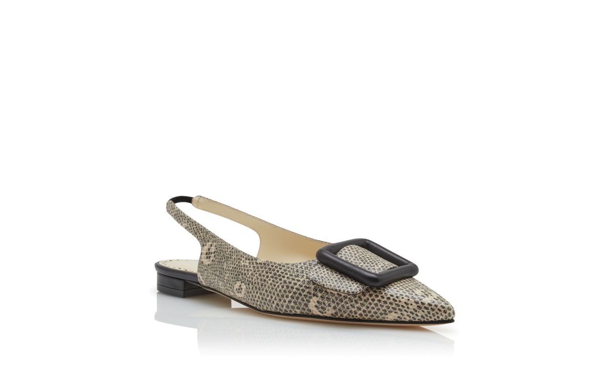 Pumps Slingback in Pelle di Vitello con Stampa Coccodrillo