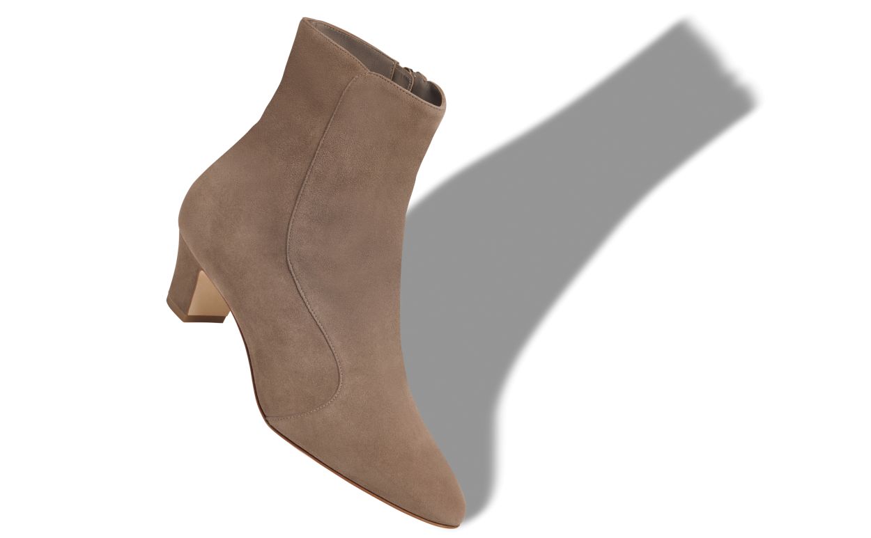 Stivali alla Caviglia in Suede Marrone Chiaro