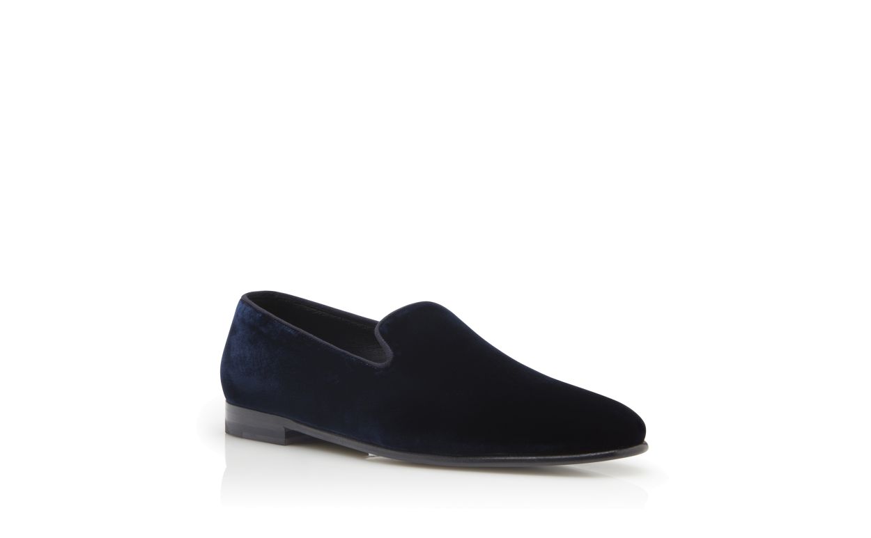 Mocassini in velluto blu navy