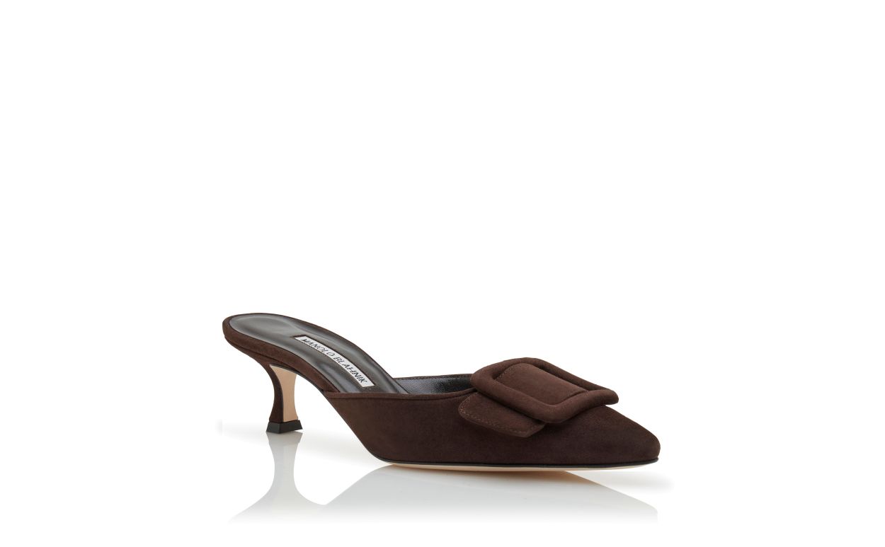 Mules in Suede Marrone con Fibbia