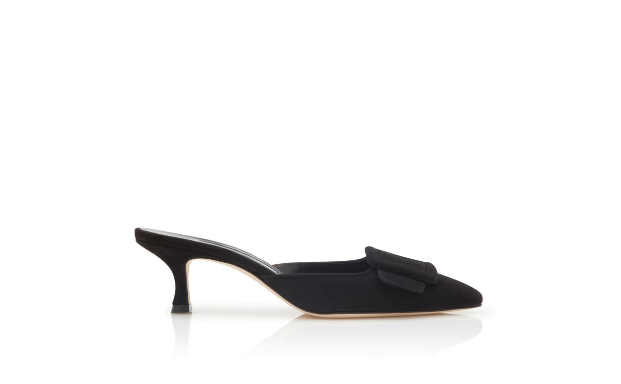 Mules con Tacco a Gatto in Suede Nero