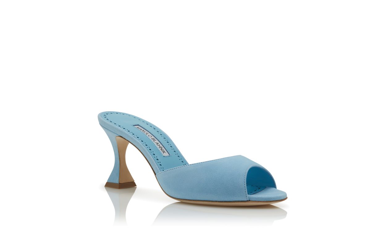 Mocassini in Suede Azzurro Turchese con Punta Aperta