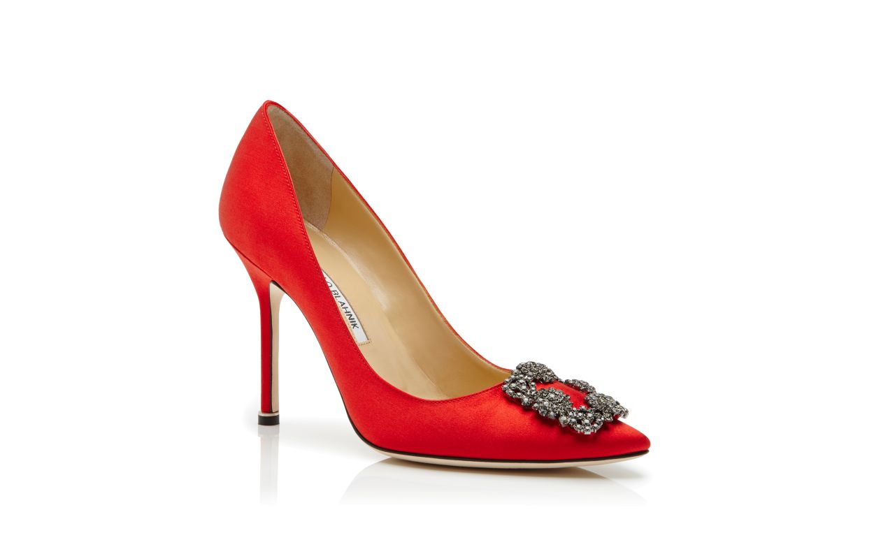 Pumps con fibbia in velluto rosso