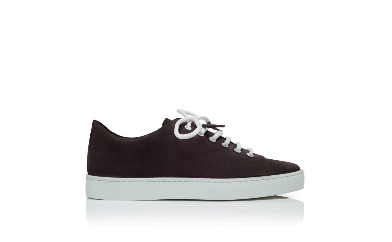 Scarpe da ginnastica in suede marrone scuro con lacci
