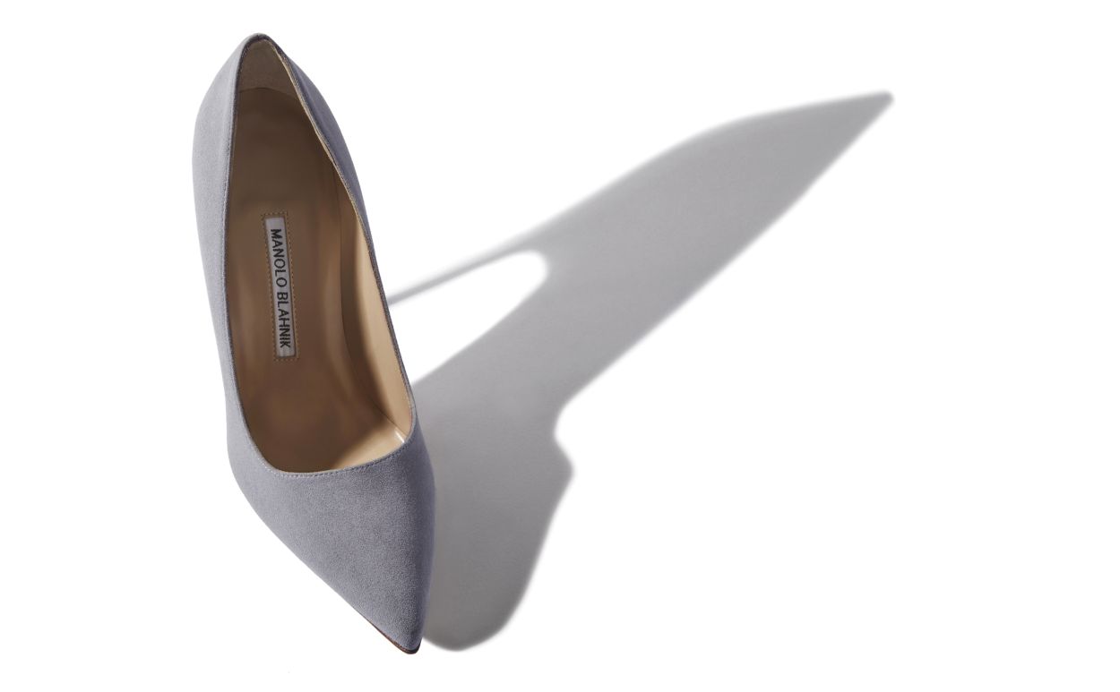 Pumps Punta Tonda in Suede Grigio Chiaro