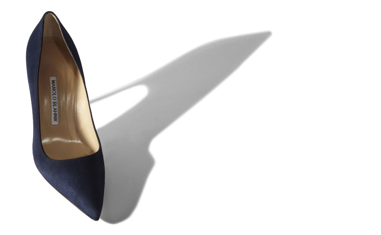 Pumps punta tonda in suede blu navy