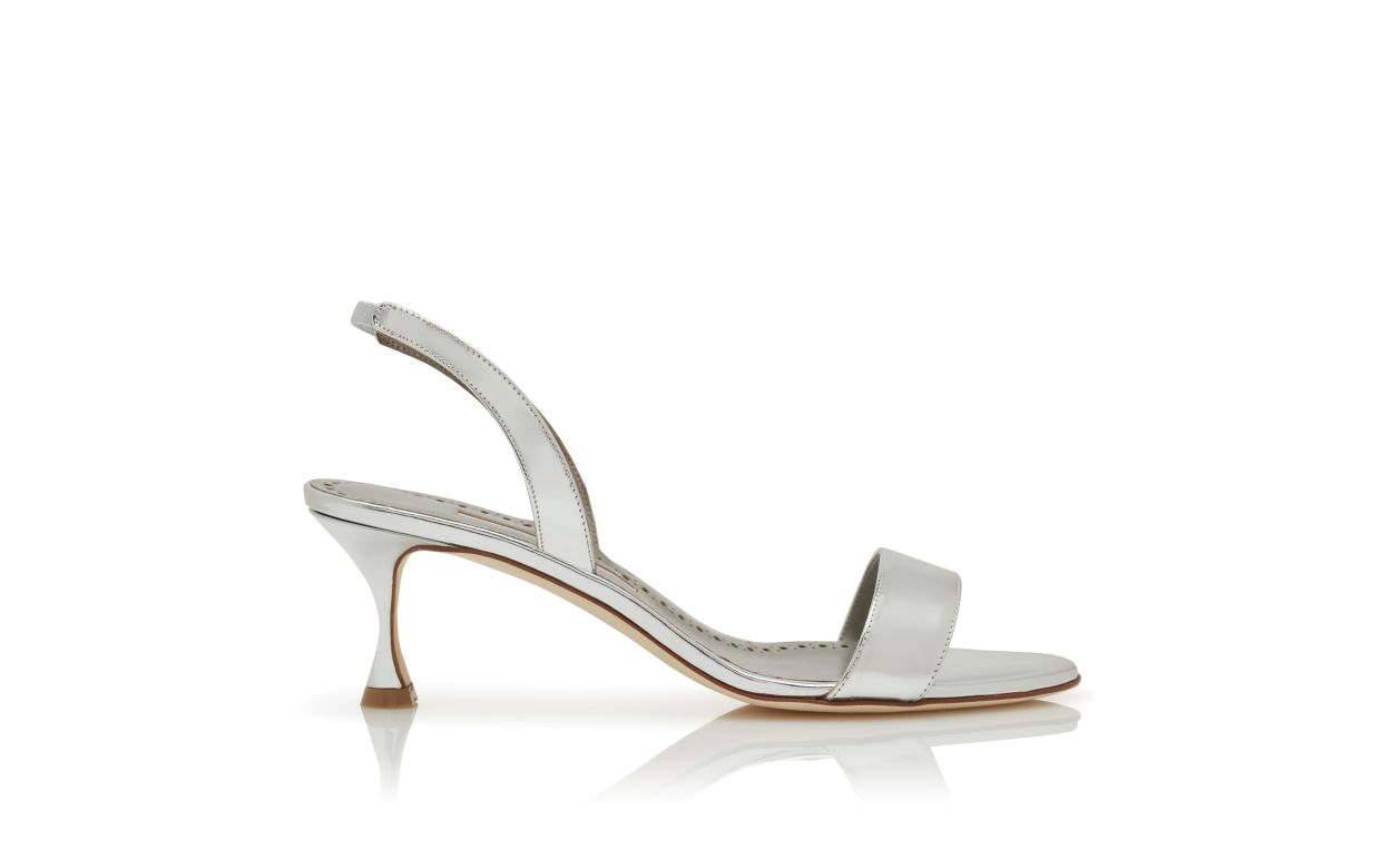 Sandali slingback in pelle di vitello argento