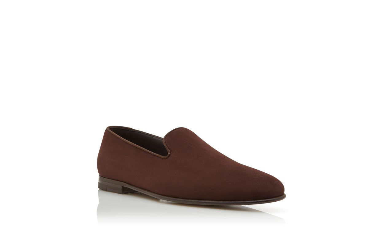 Loafers in Pelle Suede Marrone Scuro