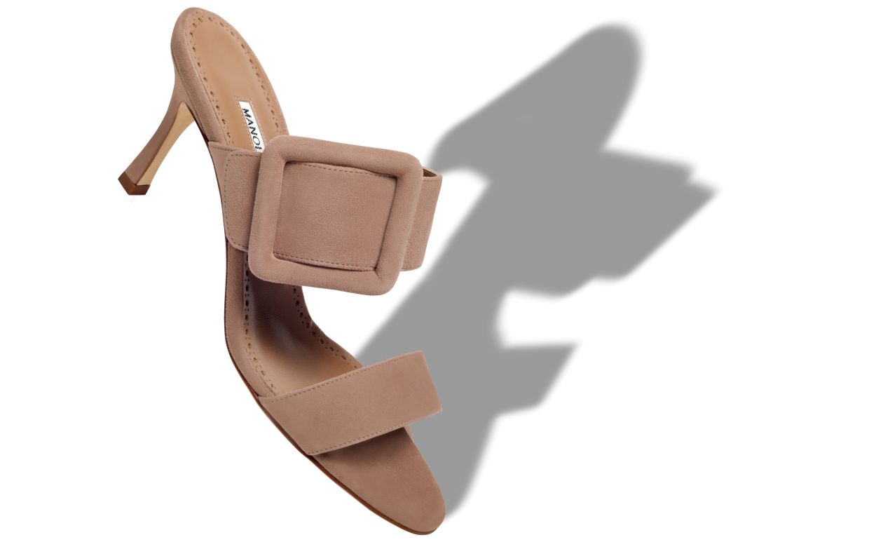 Mocassini in Suede Beige Scuro con Punta Aperta