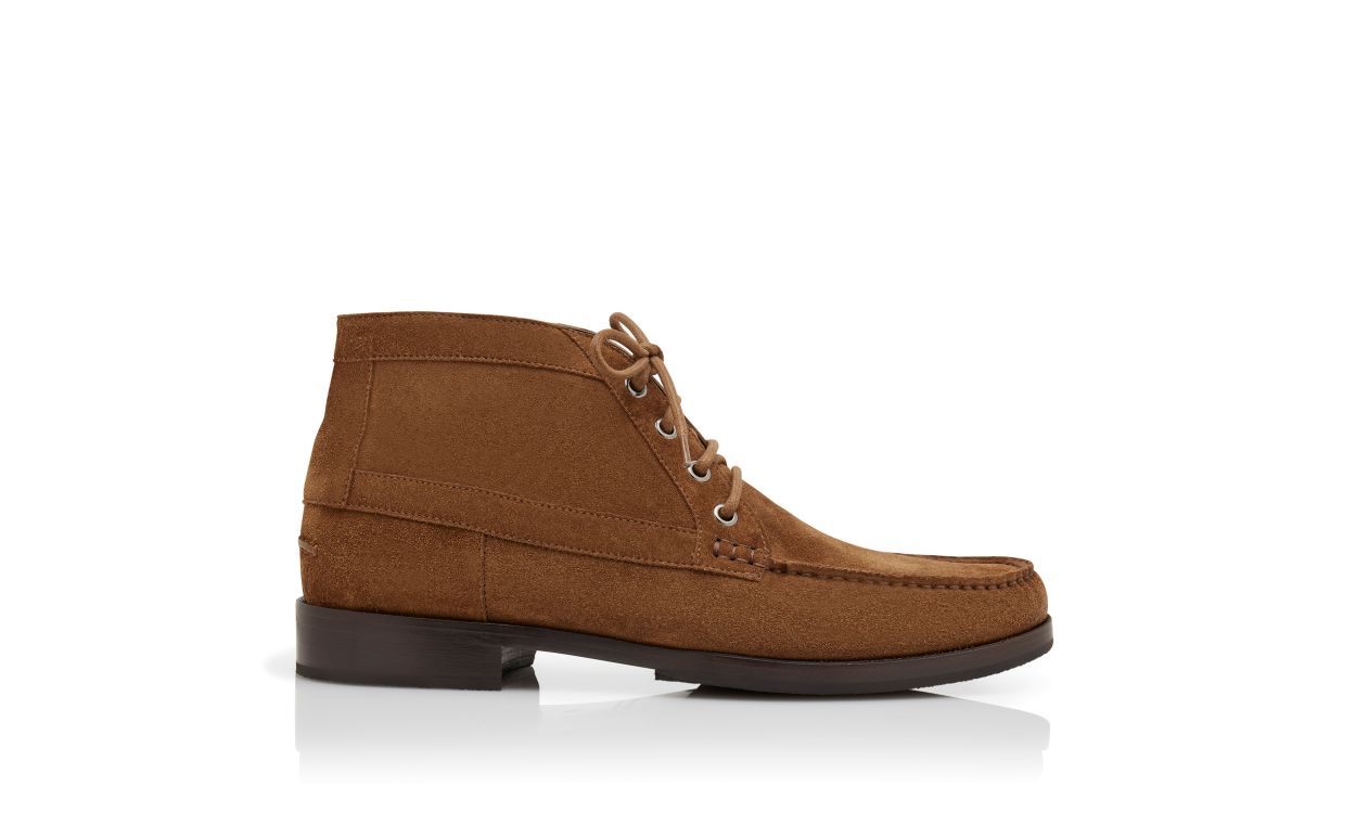 Stivali alla caviglia in suede di vitello marrone
