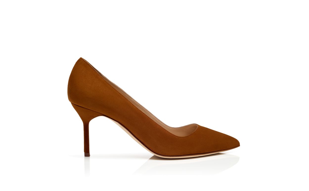 Pumps Punta Tonda in Suede Marrone