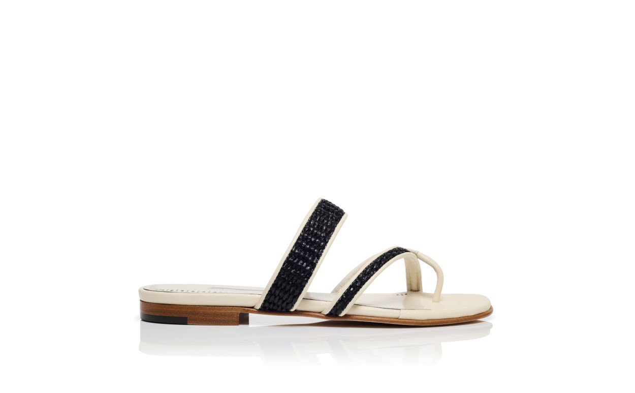 Sandali Piani in Raffia Crema