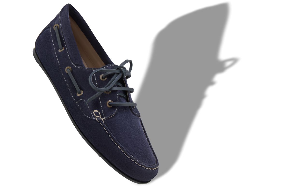 Scarpe da barca in camoscio blu notte