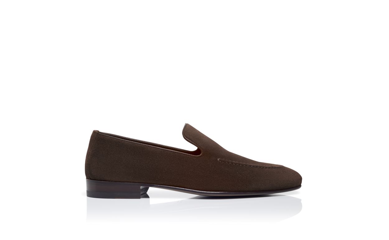 Loafers in Pelle Suede Marrone Scuro
