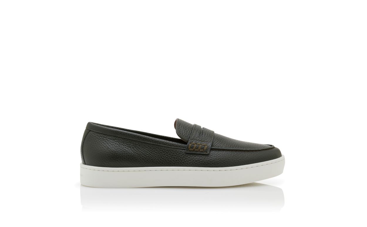 Mocassini Slip-On in Pelle di Vitello Verde Scuro