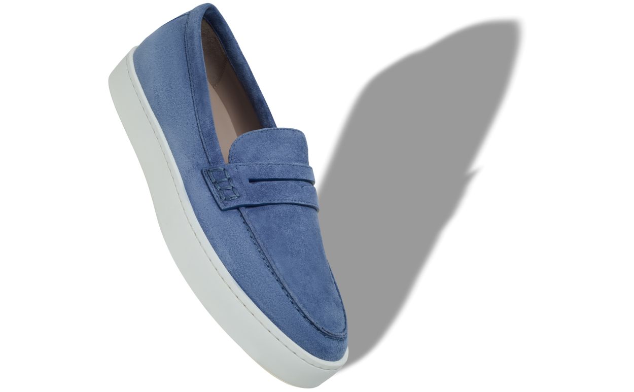 Mocassini Slip-On in Suede Blu
