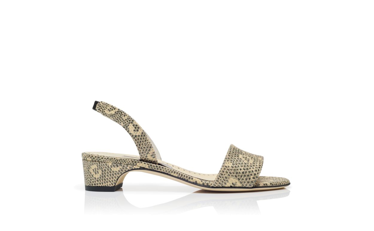 Sandali slingback in pelle di vitello con stampa coccodrillo