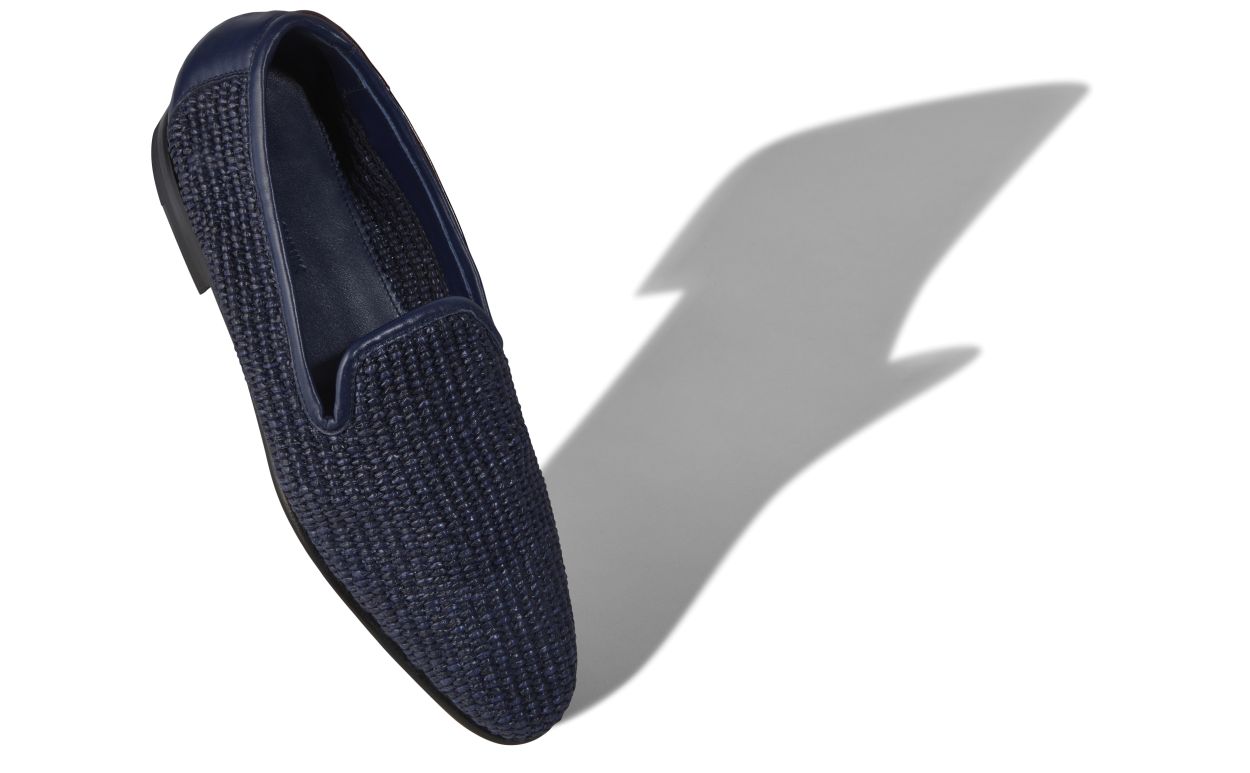Loafers in Raffia Blu Navy