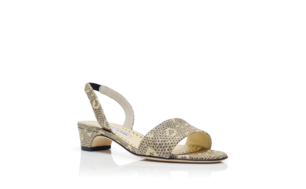 Sandali slingback in pelle di vitello con stampa coccodrillo