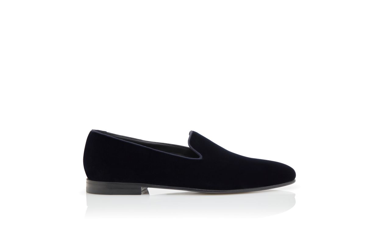 Loafers in velluto blu navy