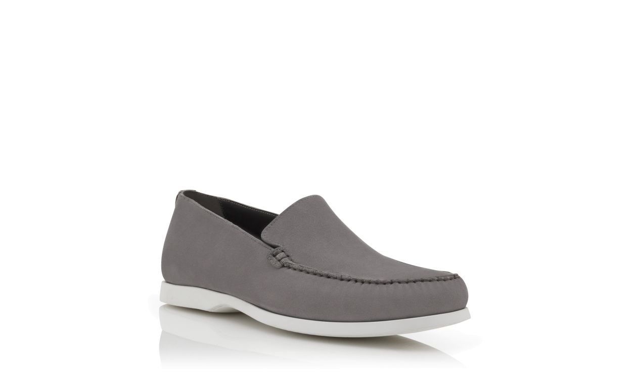 Scarpe da barca in suede grigio