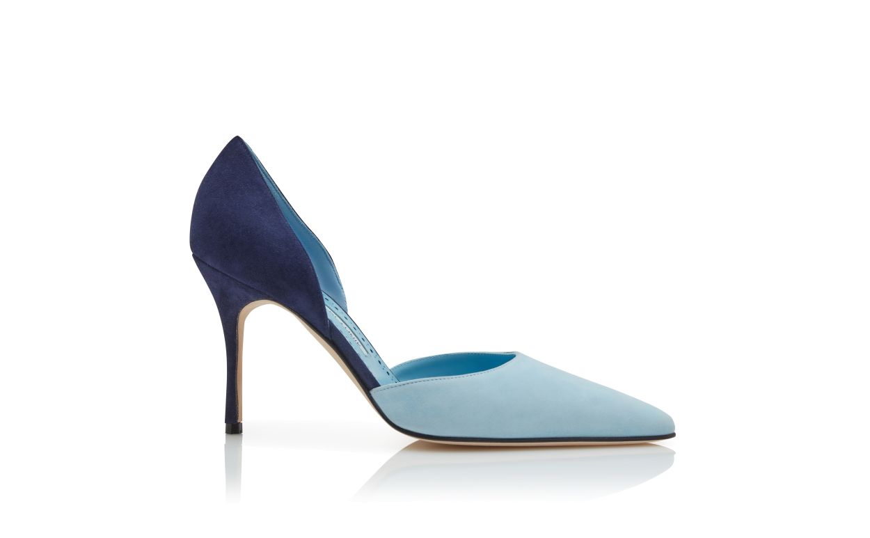 Tacco Alto D'Orsay in Pelle Blu Scuro
