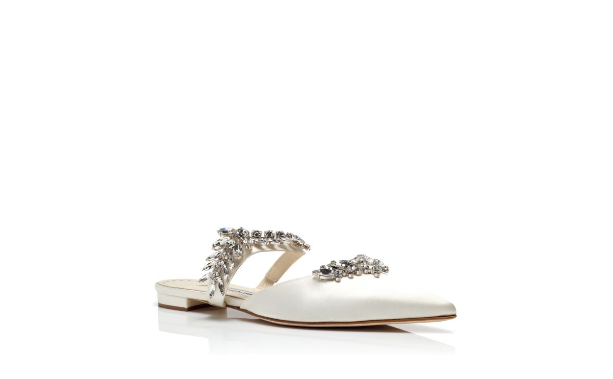 Mules Piatte in Seta Leggera Cremisi con Cristalli
