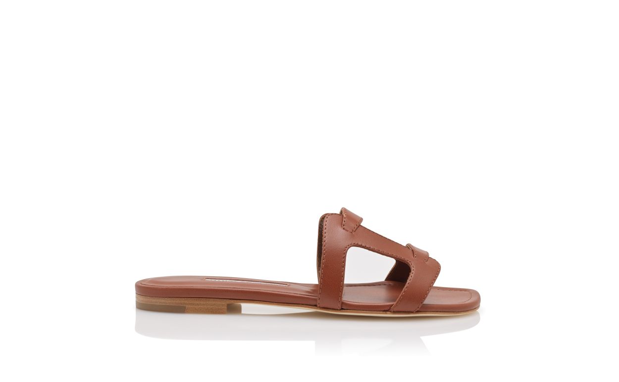 Sandali Piatto in Pelle Nappa Marrone