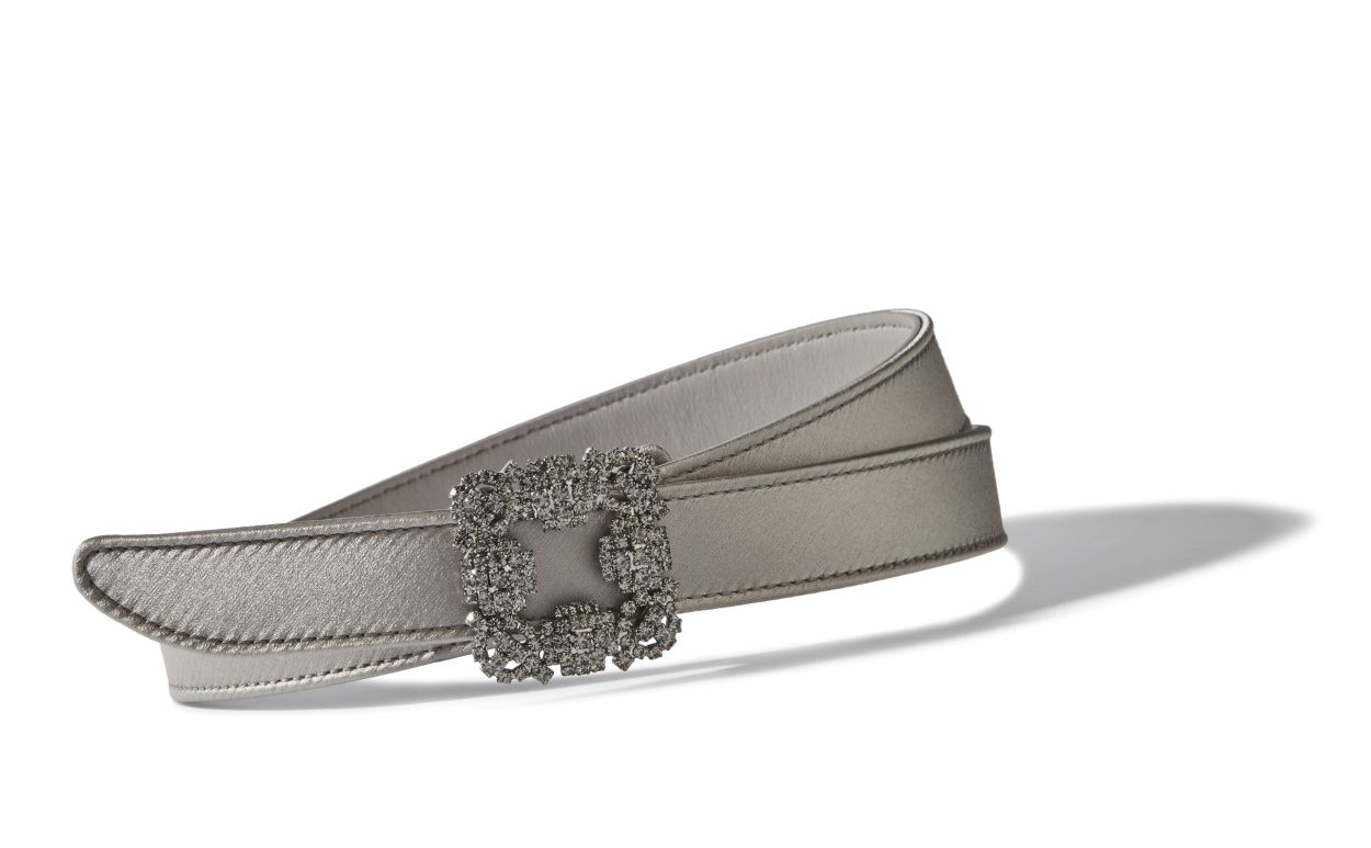 Cinturino in Seta Grigio Chiaro con Fibbia Cristallo